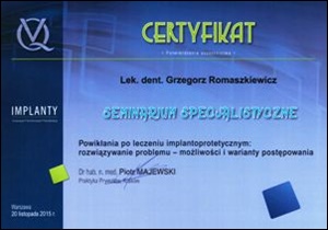 Grzegorz Romaszkiewicz certyfikaty