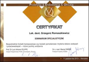 Grzegorz Romaszkiewicz certyfikaty