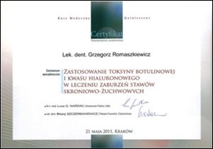 Grzegorz Romaszkiewicz certyfikaty