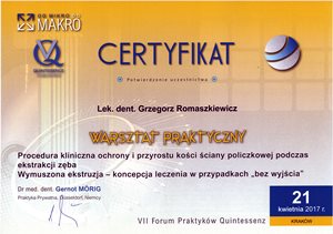 Grzegorz Romaszkiewicz certyfikaty